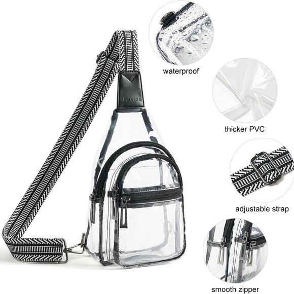 Clear Sling Bag - Stadium Approved Purse Backpack Crossbody Fanny Pack for Women - Picture 3 of 9